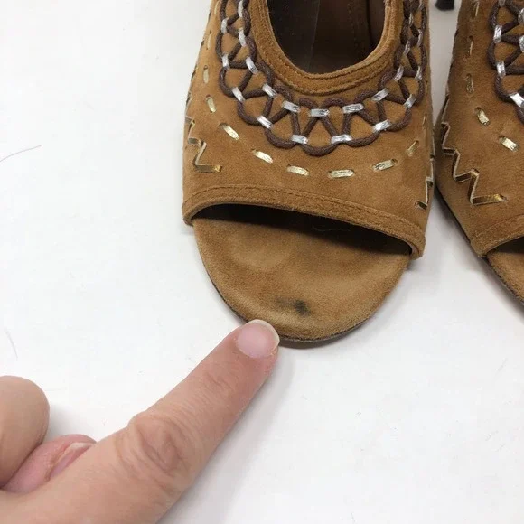 Aquazzura Sexy Thing Cut Out Suede Sandals Womens 40 US 9.5 Brown Artsy Boho - Picture 4 of 14